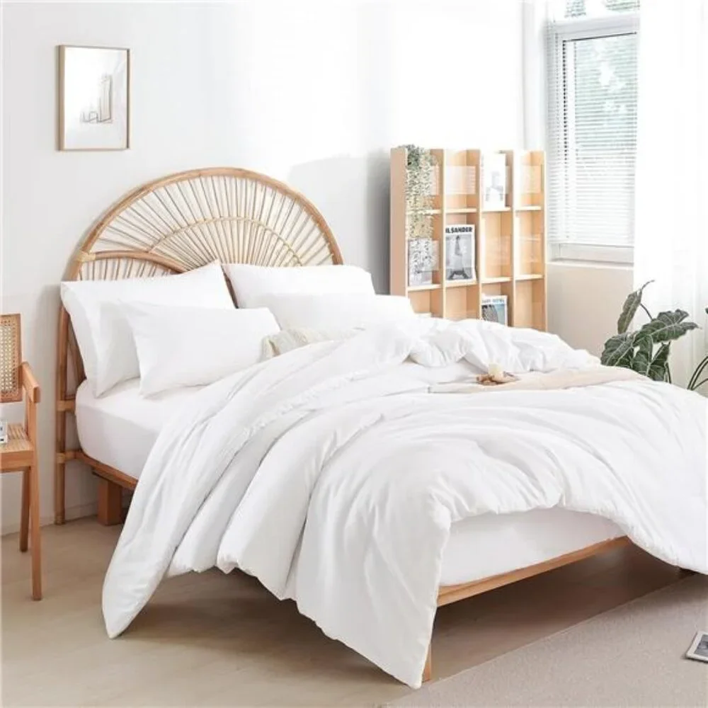 Full Size Comforter White Modern 3PCS Microfiber Full Size Comforter Sets